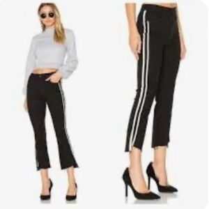 MOTHER Insider Crop Step Fray Guilty Racer Black High Rise Jeans Size 28